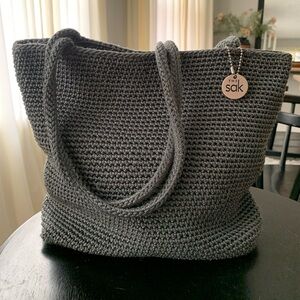 The Sak Crochet Shoulder Bag Grey/Blue